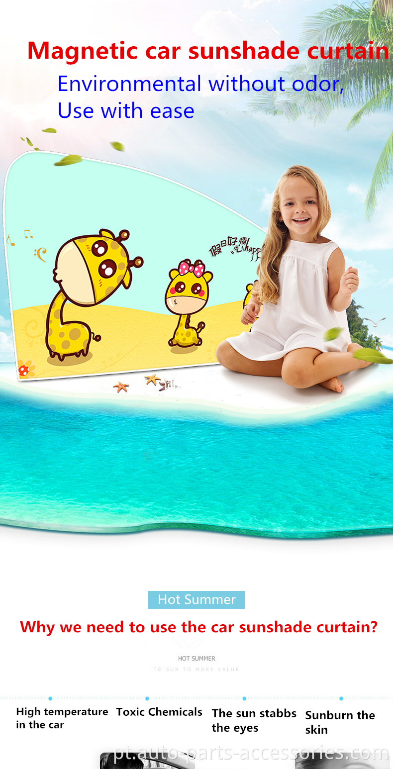 2 pacotes simples portáteis de design personalizado ímãs de protetor solar pano de microfibra transparente Sun Shade Curtain Car